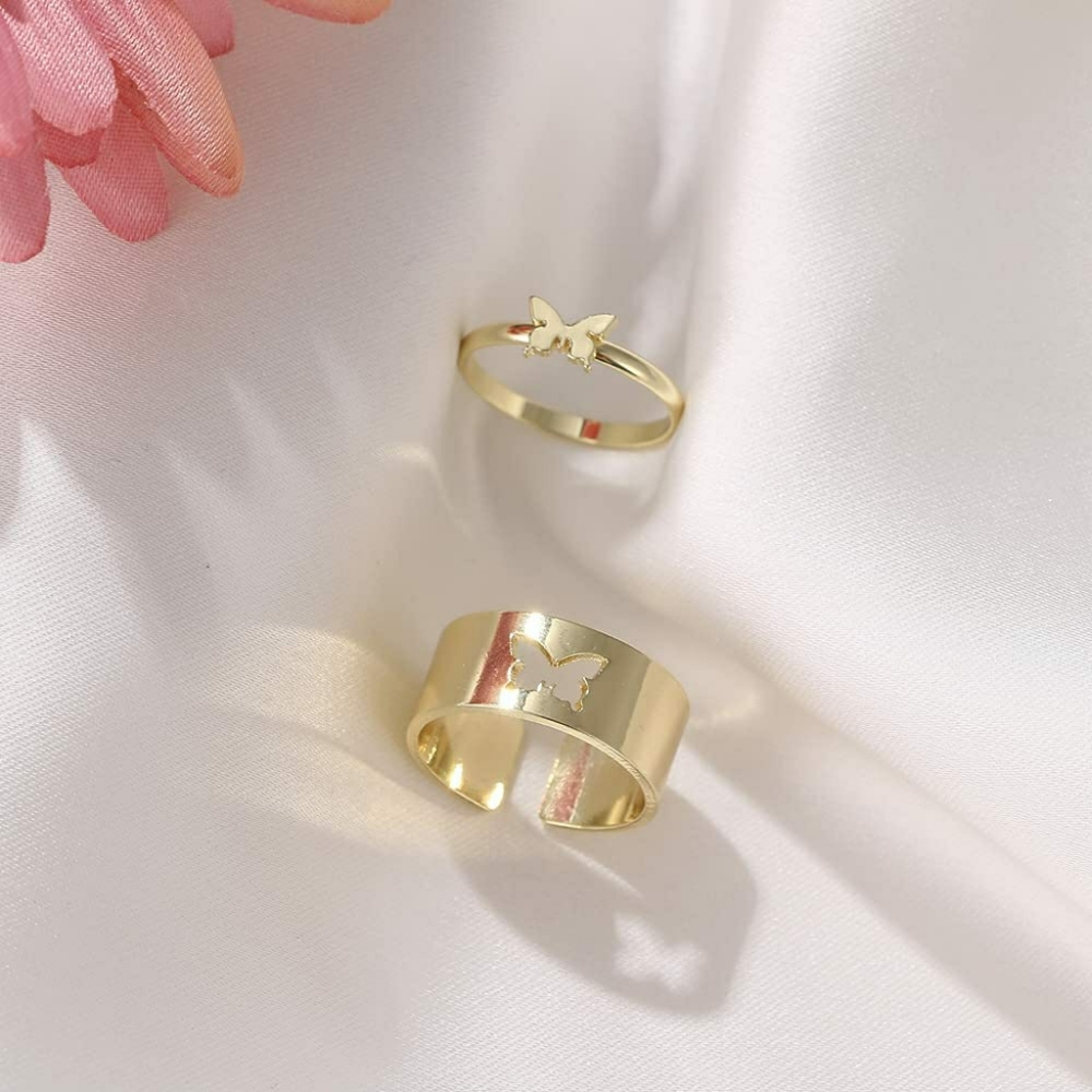 2 piece matching butterfly ring set for co…